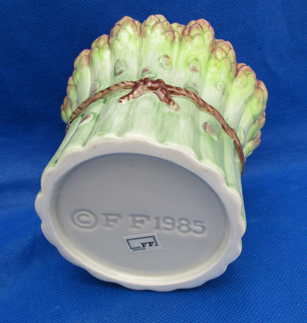 Fitz Floyd Chip & Dip Set ASPARAGUS Green Pink 3 Section Leaf Platter Japan