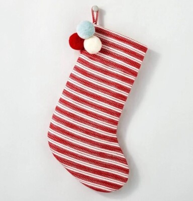 Hearth & Hand Holiday Stocking (Red/White Woven Stripes)