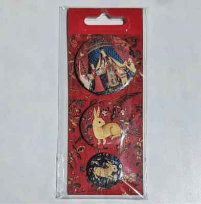 Button Pins Musee Cluny Official Lady & The Unicorn 3x Set Paris France Museum