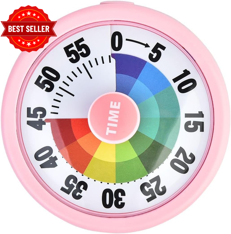 Visual Timer for Kids – 60 Minute Countdown Timer, Silent Operation, Kitchen Tim