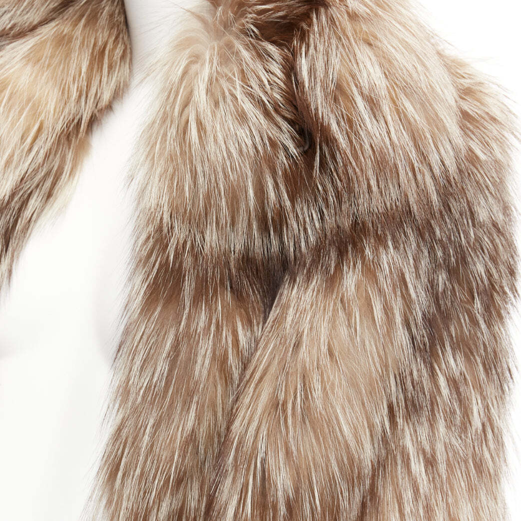 FENDI brown fur long sleeve crop jacket with detachable
