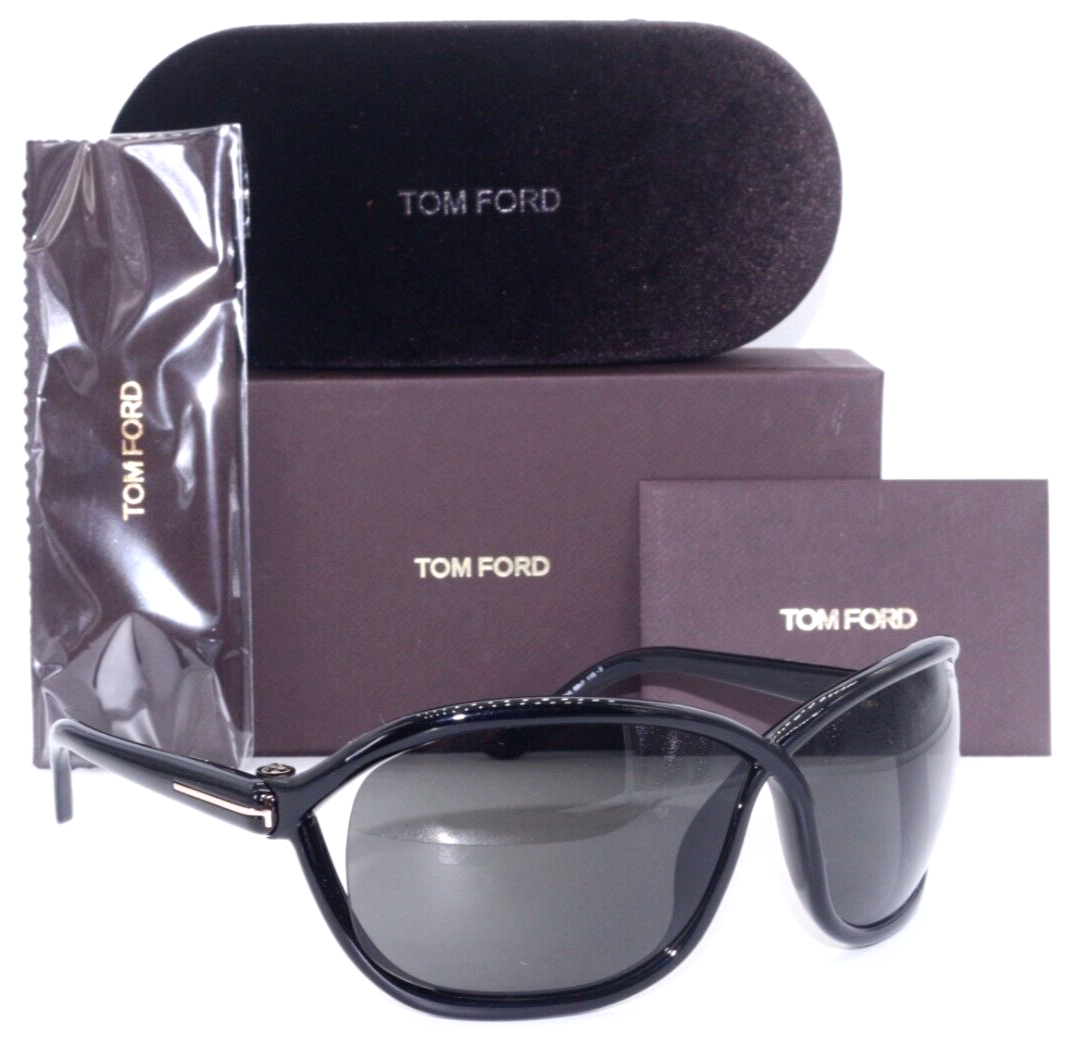 Pre-owned Tom Ford Tf1069 01a Fernanda Oversized Black/grey Lens Authentic Sunglasses 68-7 In Gray