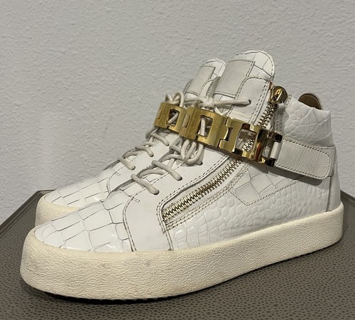 Giuseppe Zanotti white croc embossed leather high top