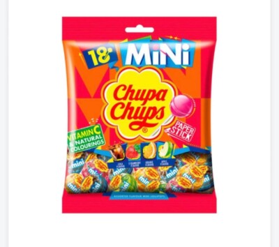 Halal Spanish Chupa Chups Mini Lollipops - Assorted Fruit Flavors (Pack of 18)