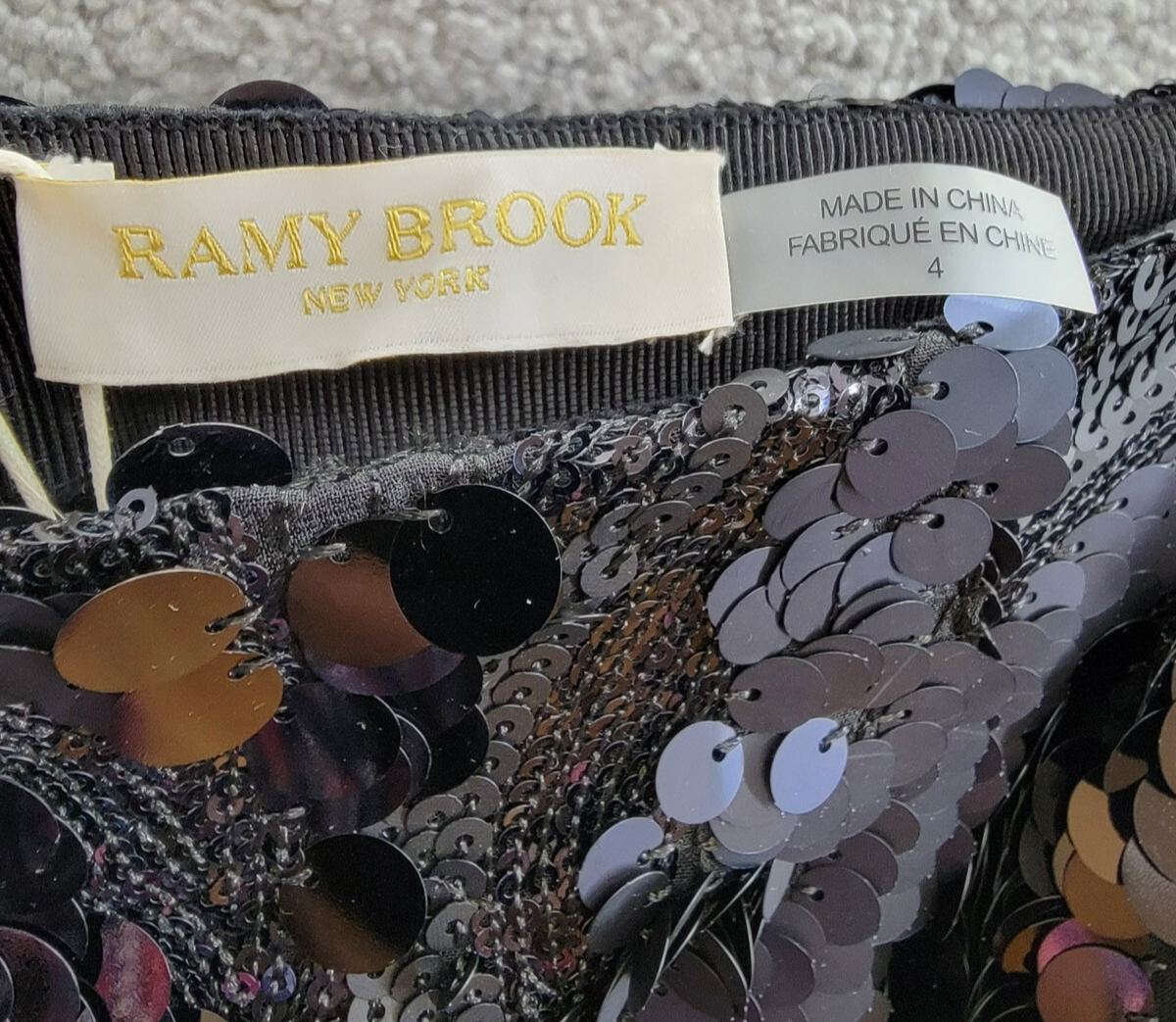Ramy Brook Stanley Donnelly Sequin Midi Skirt Women's 4 Black Back Zip Closure - Picture 8 of 15