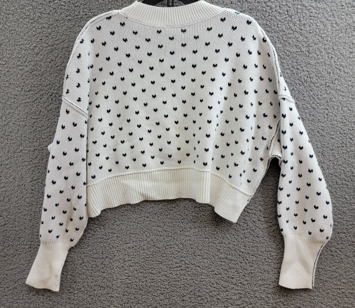 Free People Heart Easy Street Crop Sweater Women's L Black Long Sleeve Pullover - Picture 10 of 16