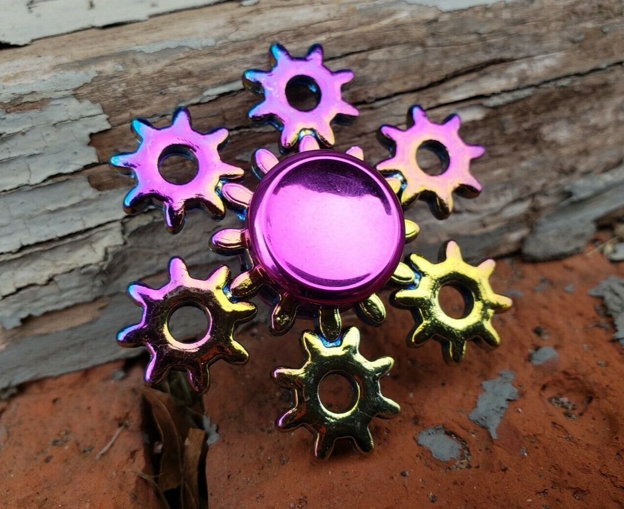 Rainbow Gear Metal Fidget Spinner Toy Boys Girls Kids Adults ADHD Focus