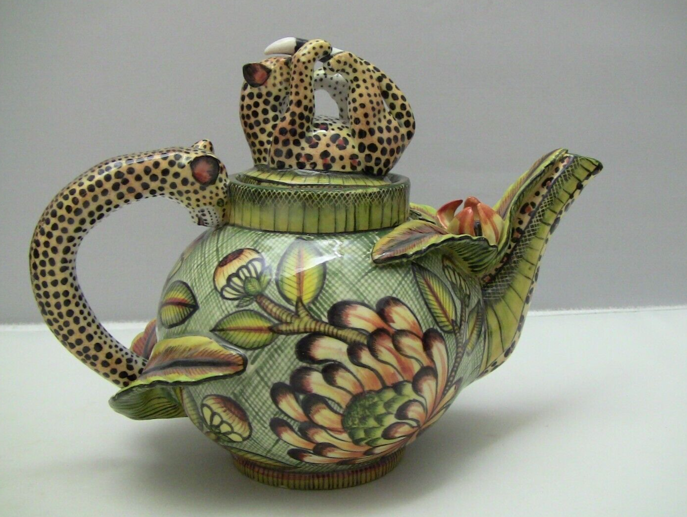 ARDMORE STUDIO Ceramic Leopard Mini Teapot with Lid 2014 / Signed