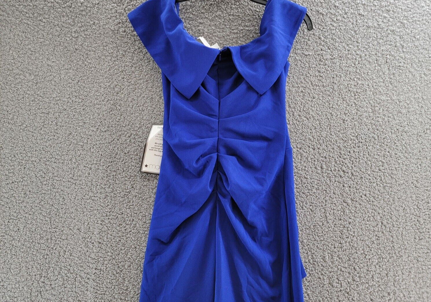 XSCAPE Off-The-Shoulder Gown Women's 4 Marine Hight Front Slit Back Zip Closure - Picture 10 of 15