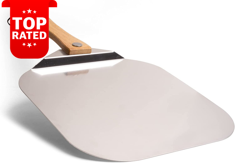 Aluminum Pizza Peel Foldable Wood Handle 12x14 Inch Gourmet Baking Paddle