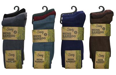 12 Pairs Mens Soft Organic Bamboo Dress Casual Socks Non Elastic Diabetic 6-11