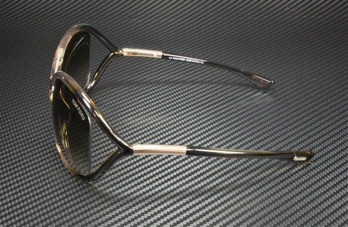 Pre-owned Tom Ford Ft0009 74f Shiny Transparent Oval Women's 64 Mm Sunglasses In Gradient Brown