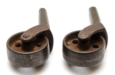 Set of 2 Antique Vintage Metal Wheel Furniture Caster