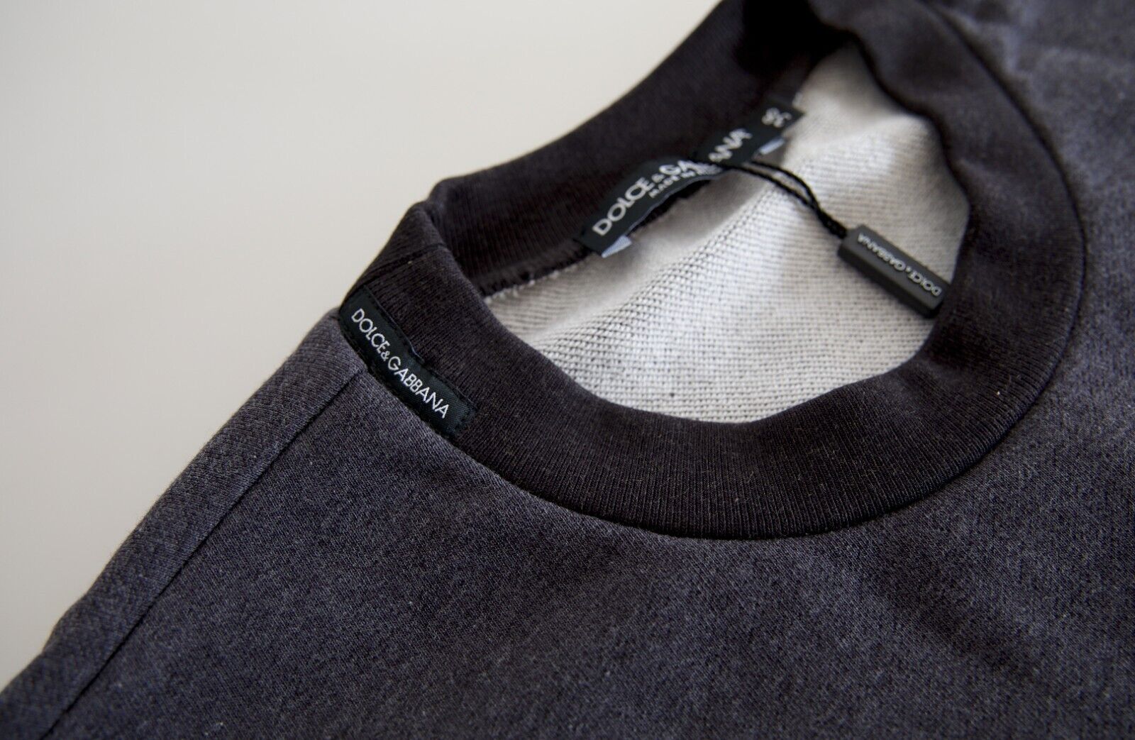 Pre-owned Dolce & Gabbana Sweater Dark Gray Cotton Crew Neck Pullover It38/us4/xs 860usd