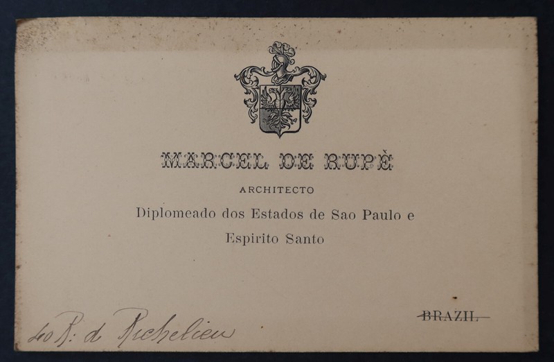 Carte De Visite Noblesse Marcel De Ripe Architecto  De Sao Paulo Visit Card  11