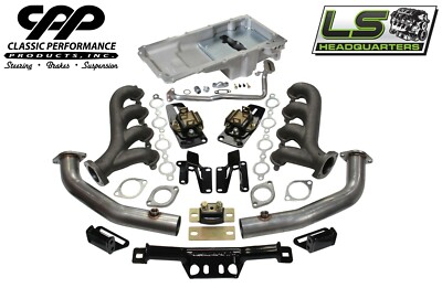 1959-64 CHEVY BELAIR IMPALA LS ENGINE CONVERSION KIT ADJ MOUNTS HOLLEY OIL PAN
