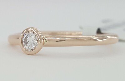Pre-owned Llk 0.21 Ct 14k Rose Gold Bezel Set Round Cut Diamond Solitaire Engagement Ring In White
