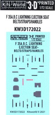 Kits World Decals 1/72 3D F-35 LIGHTNING II EJECTION SEAT BELTS, STRAPS, HANDLES