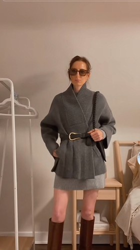 RARE!!! NWT ZARA CROP 95% WOOL COAT REF 5755/108 GREY