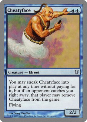 MTG Naughty / Nice 英語1枚 Cheatyface Unhinged HEAVILY PLD Blue Uncommon MAGIC THE