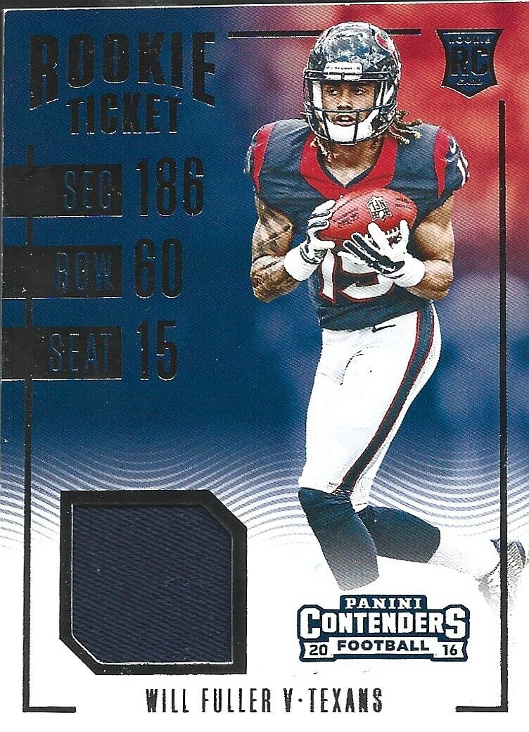 2016 Panini Contenders #26 Will Fuller Game-Used Jersey rookie card. rookie card picture