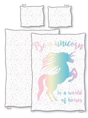 Be A Unicorn / Sei Ein Oeko Tex Linon-Wende-Bettwäsche 135x200/31 1/2x31 1/2in
