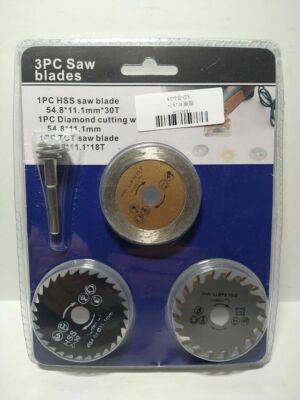 3 Pcs Saw Blades (HSS, Diamond, TCT)