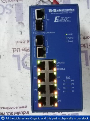 B&B Electronics ELINX EIRP410-2SFP-T Ind. Gigabit Ethernet Switch 8 Ports PoE