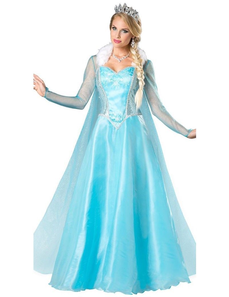 Frozen Elsa Dress Costume Adult Party Fancy Dress Cloak Crown Supreme Quality Ebay