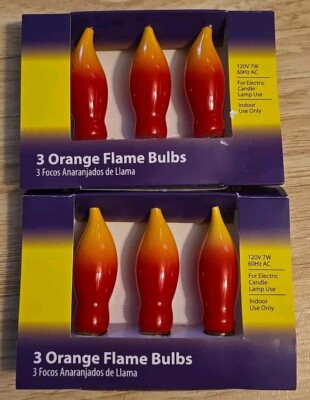 Light Keeper Pro Orange Flame Replacement Bulbs Candelabra Lot 2 Boxes = 6 Bulbs
