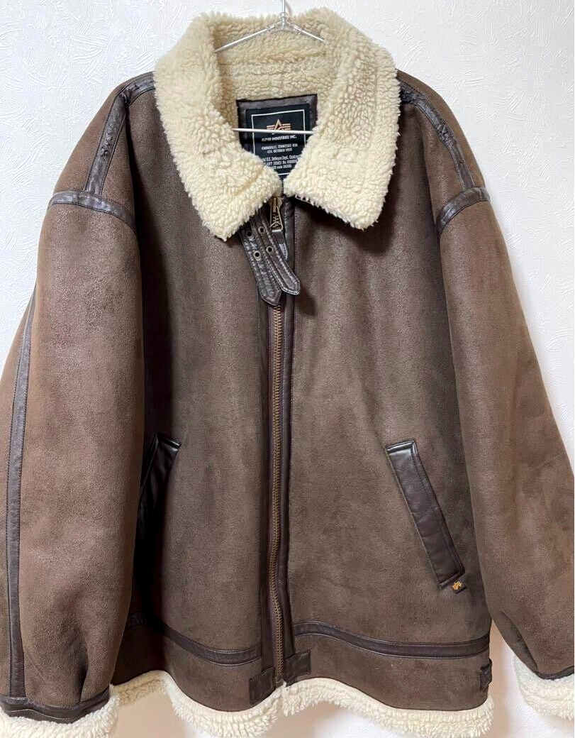 ジャケット・アウター vintage point mouton fright JACKET B-3 Men's B-3 WWII Flying Aviator Bomber Shearling Leather
