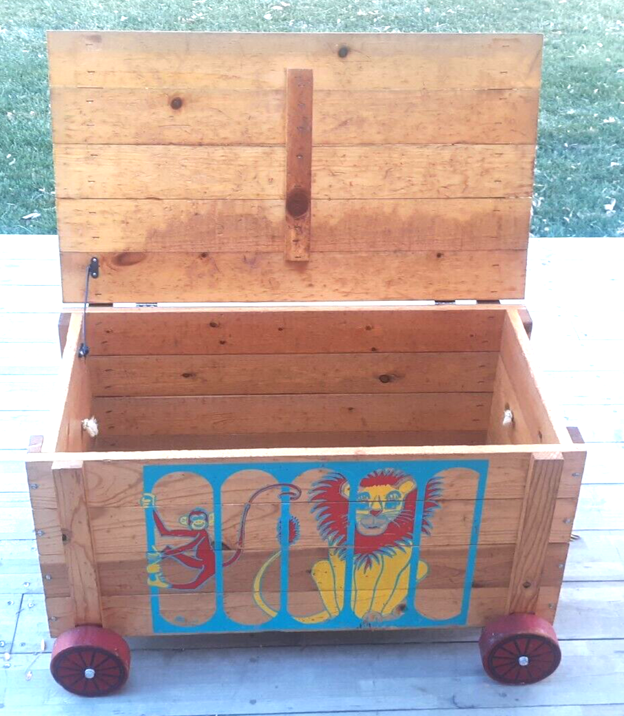 Excellent Graphics Vintage 1950's Wood Circus Lion, Clowns Excellent Graphics Vintage 1950's Wood Circus Lion, Clowns