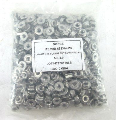 **Lot of 1000** M6-1.0 - A4 Serrated Hex Flange Nuts - DIN 6923 - B6923A4M6