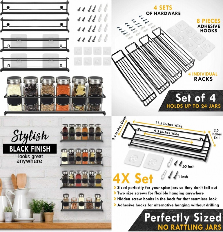 Spice Rack Organizer For Pantry -Kitchen Cabinet Door Organization And... | eBay
