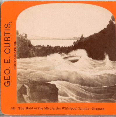 Niagara Falls, Maid of the Mist In Whirlpool Rapids--G. Curtis Stereoview V30