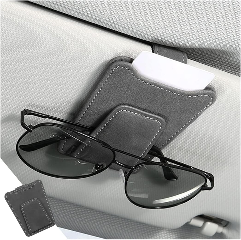 Sunglasses Holder for Car Sun Visor, Magnetic Leather Glasses Hanger Clip, Eyegl