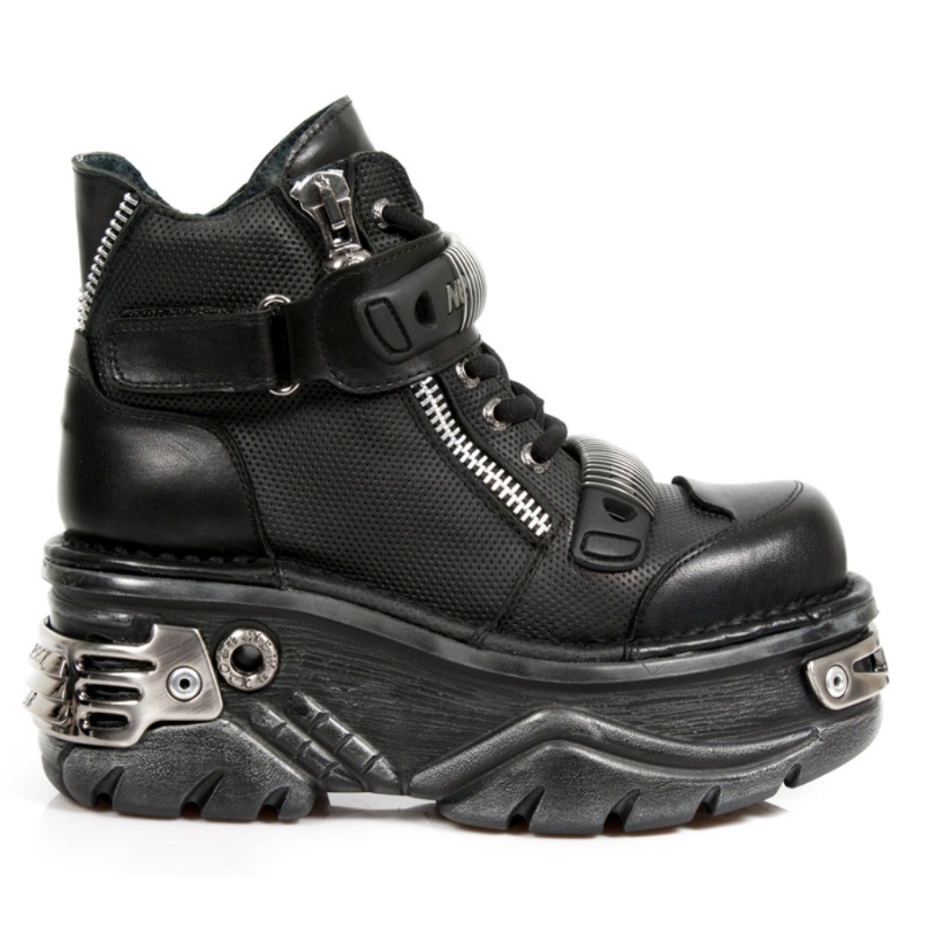 Pre-owned New Rock Newrock M.1065 S1 Black - Rock Boots - Womens