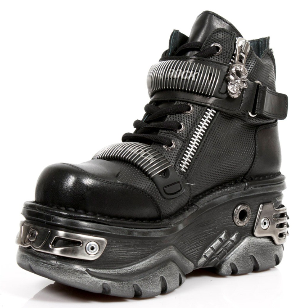 Pre-owned New Rock Newrock M.1065 S1 Black - Rock Boots - Womens