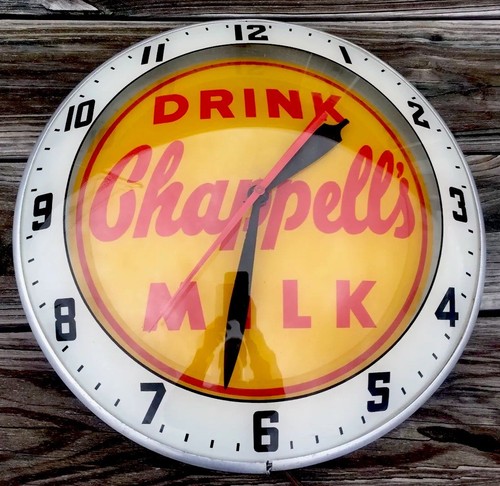 VINTAGE ORIGINAL MILK 1950's Kentucky CHAPPELLS DAIRY DOUBLE BUBBLE CLOCK