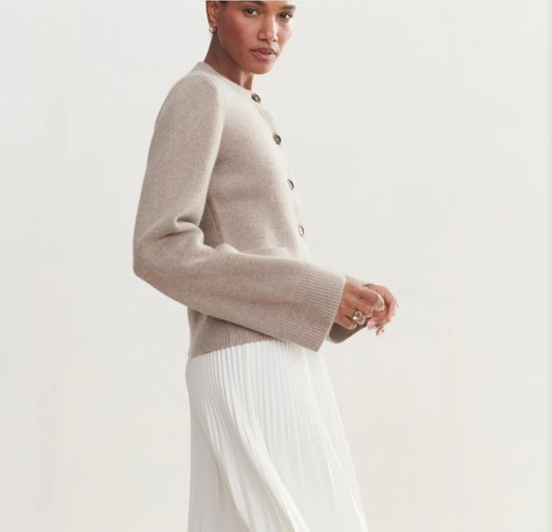 Pre-owned Jenni Kayne Cooper Cardigan Taupe Xl In Brown