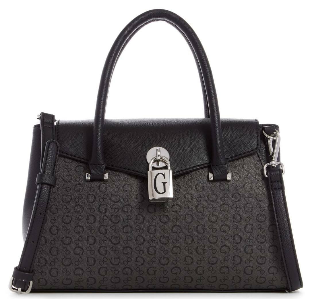 

Женская черная сумка-портфель с замком и принтом логотипа NEW GUESS, кошелек через плечо