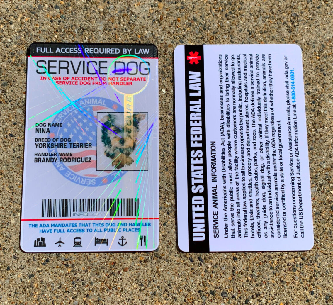 Service Dog ID Card Customized Holographic 