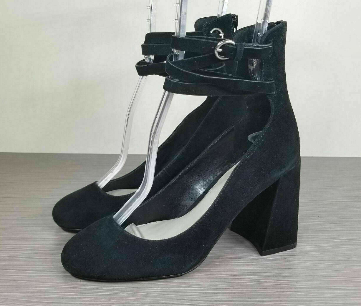 1.STATE Makal Flared Heel Wraparound Pump, Black Textile, Womens Size 6 & 9.5