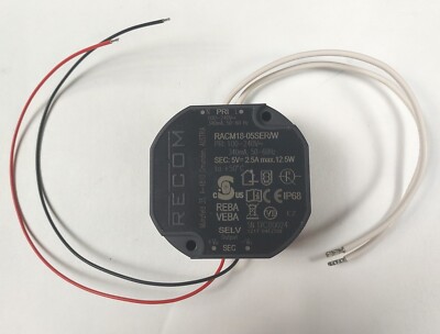 RECOM AC/DC Power Converter GmbH 100-240V Model RACM18-05SER/W