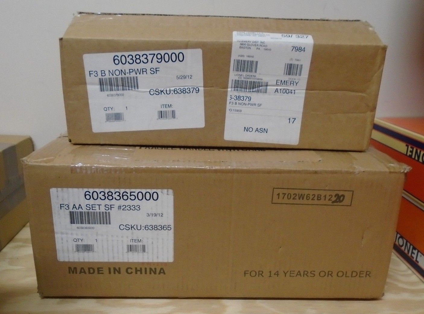 LIONEL 38365-38379 SANTA FE BLACK BONNET ABA SET. FREE SHIPPING!