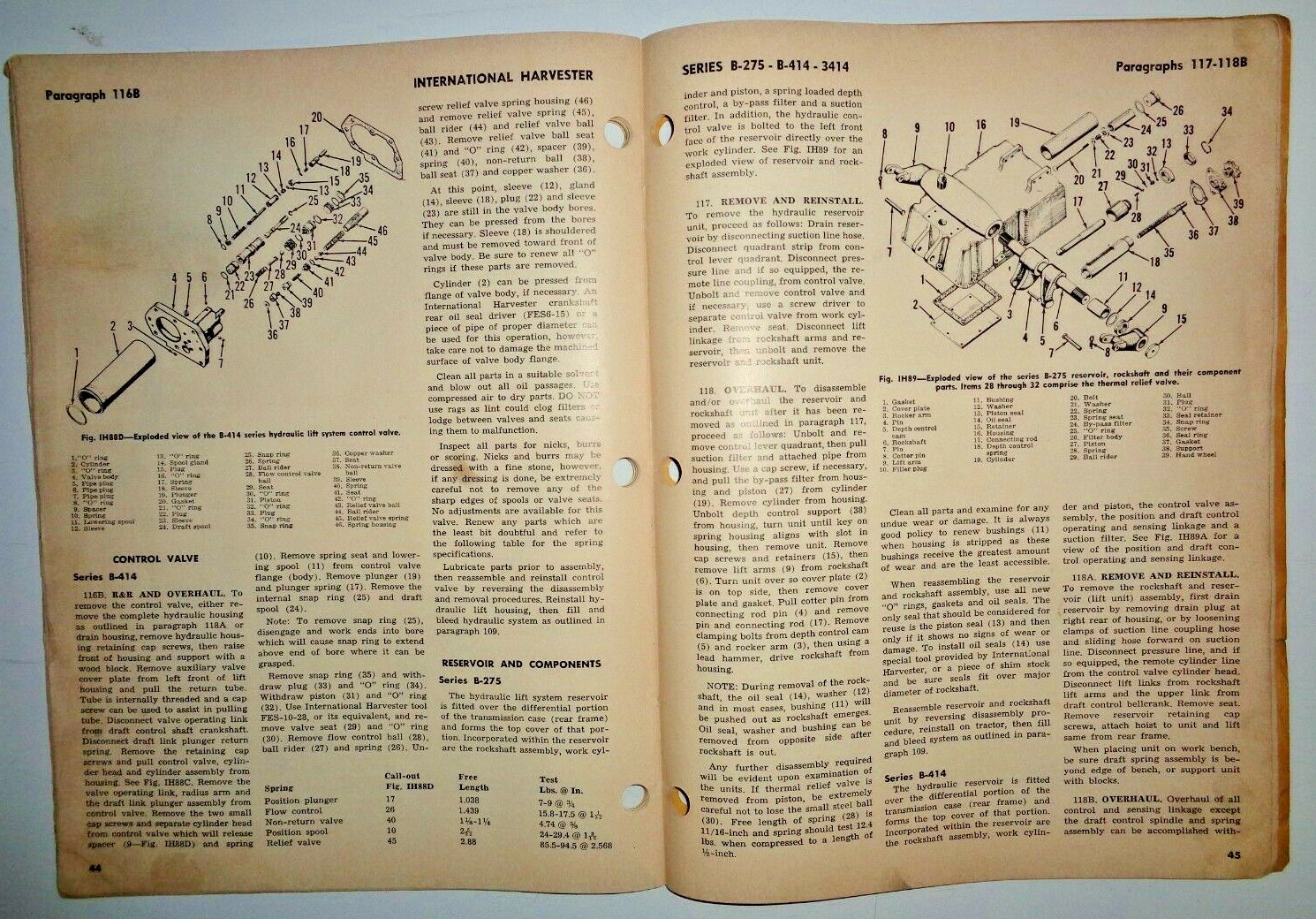 IH International B-275 B-414 3414 Tractor I&T Service Shop Repair Manual IH-24