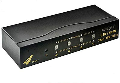 4 Port HDMI Cables KVM Switch Control 4 Computers/DVR/NVR,Ultra HD 4k×2K@30Hz Re