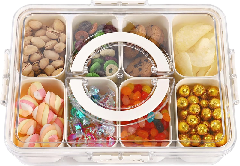 Divided Snack Box 8 Compartment with Airtight Lid & Handle