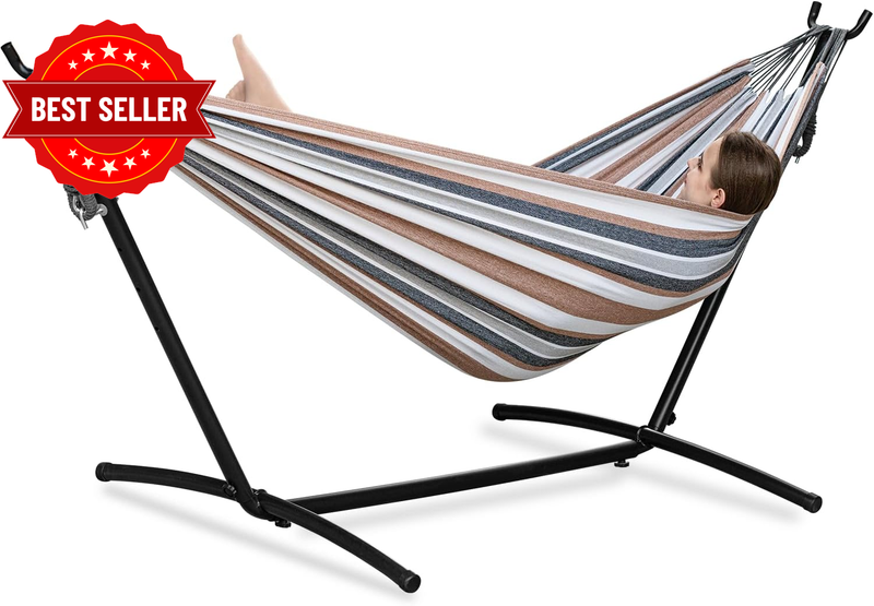 Double Hammock with Space Saving Steel Stand Included 2 Person Heavy Duty outsid
