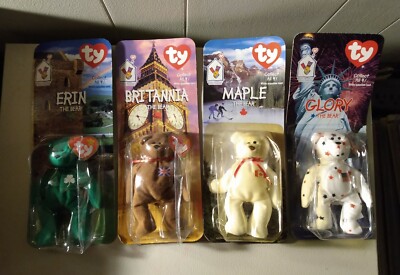 Mcd's TY Beanie Babies Lot Of 4, Glory+Maple+Britannia+Erin, New In Package.